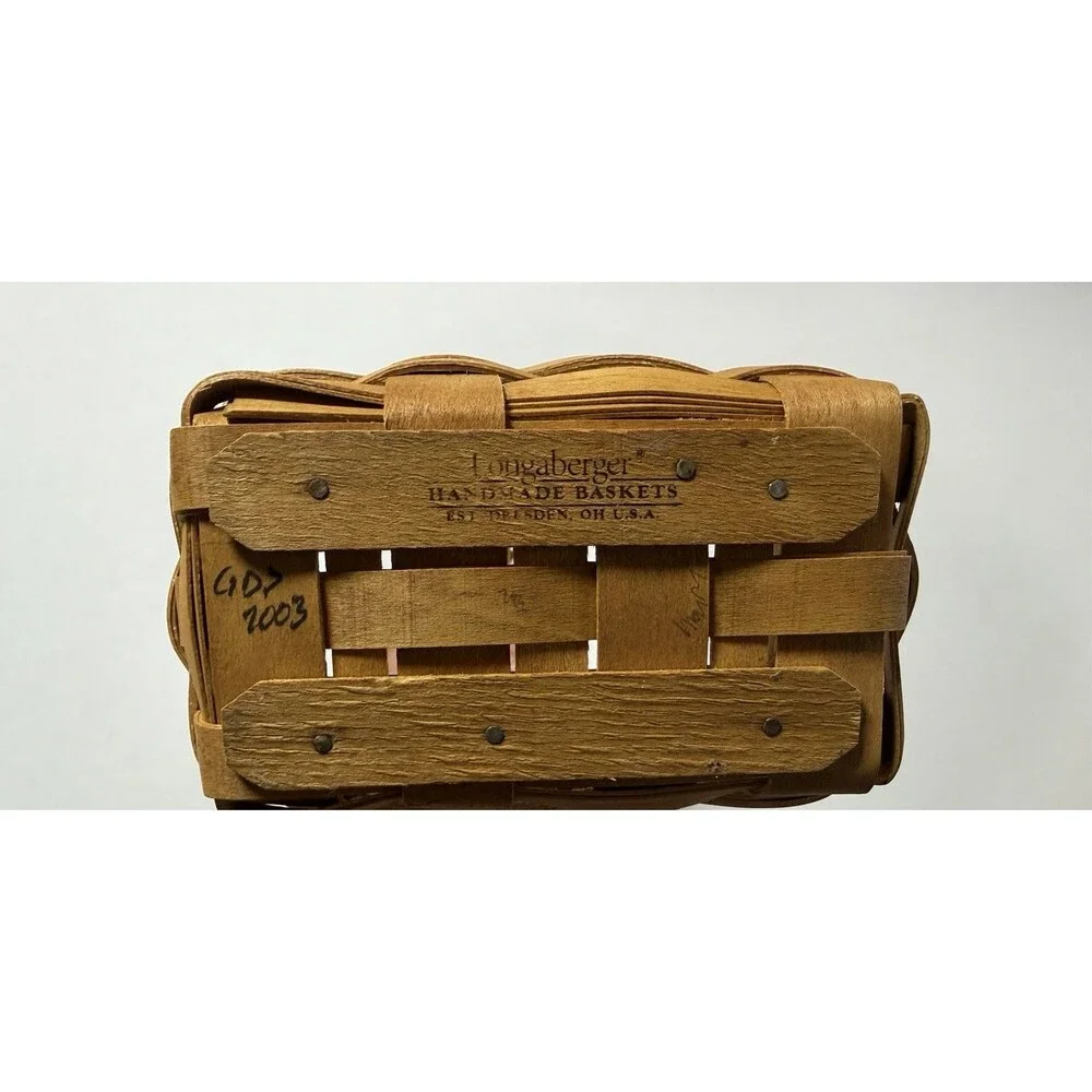 Longaberger Brown Wooden Basket & Plastic Liner 2003 Salt Pepper Shaker Holder